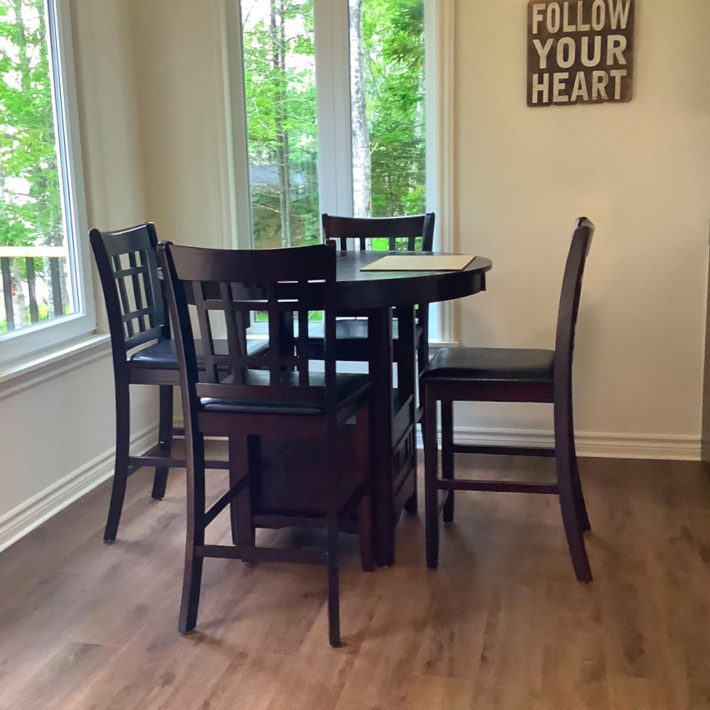 Pub-style Dining Room Table for Four in Baddeck Vacation Cottage Rental